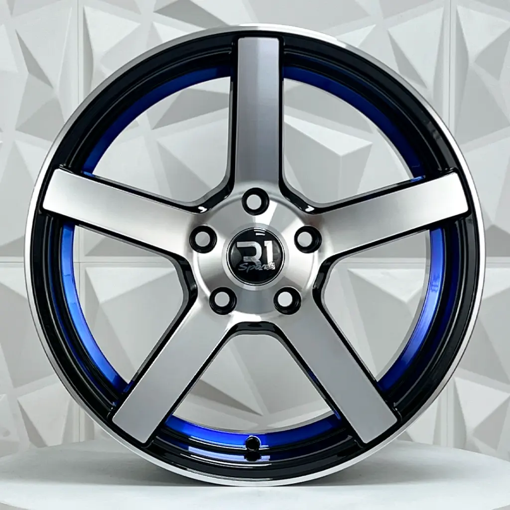 RIN 17X7 5-114.3 R1 SPORT 17CV3 BLACK MACHINE FACE INNER BLUE LINE ET40 CB73.1