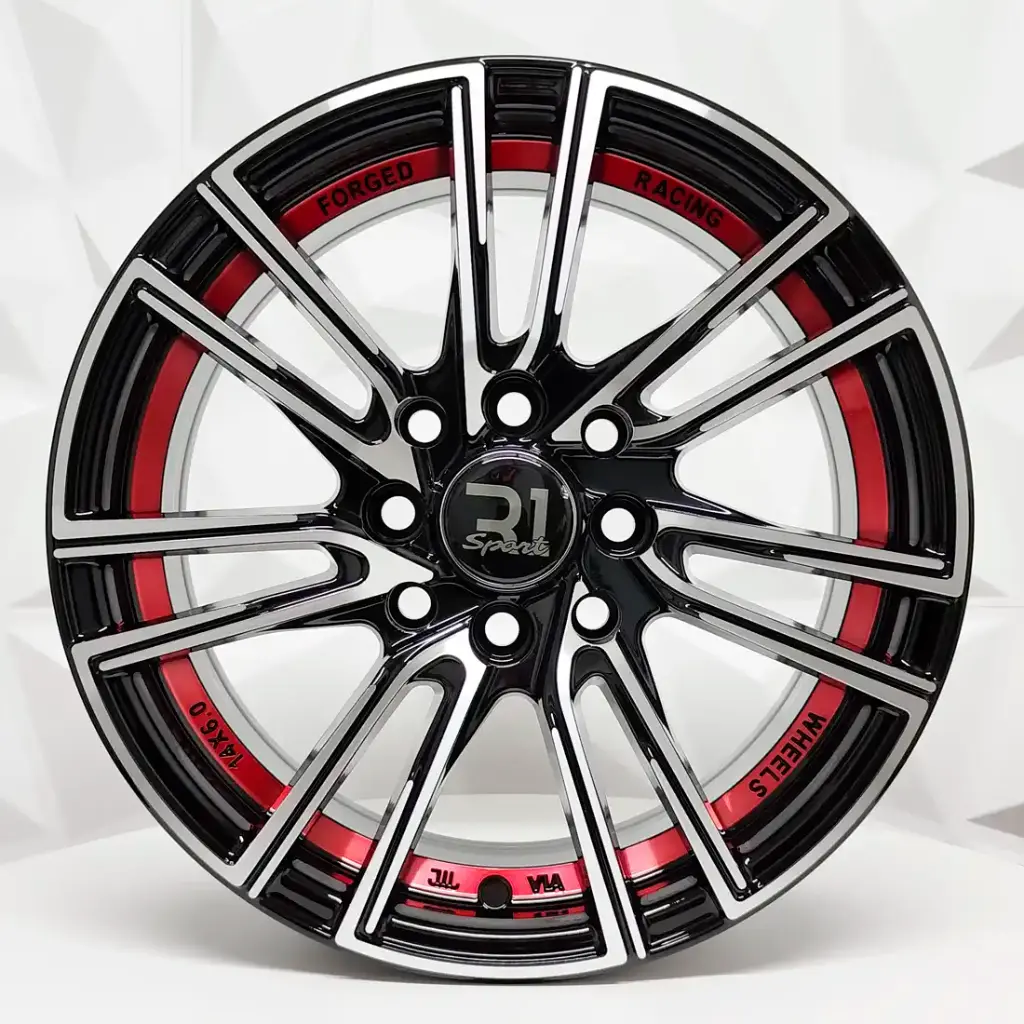 RIN 14X6 4-100/114.3 R1 SPORT RGW452 BLACK MACHINE FACE +RED UNDERCUT ET35 CB73.1 