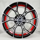 RIN 15X8 4-100/114.3 R1 SPORT DX755 BLACK MACHINE FACE RED UNDERCUT* ET0 CB73.1 