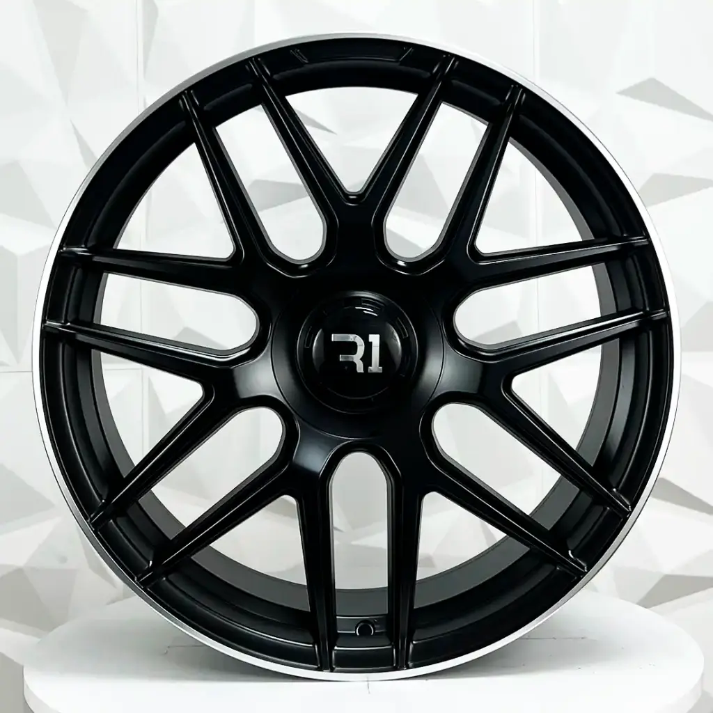 RIN 20X8.5 5-112 R1 SPORT H933 MATTE BLACK MACHINE LIP ET38 CB66.45
