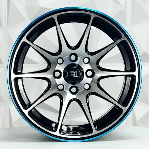 [144599] RIN 14X7 4-100/114.3 1 SPORT QC1518 BLACK MACHINE FACE BLUE LINE* ET0 CB73.1