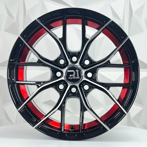 [153515F] RIN 15X7 5-100 R1 SPORT 2051 BLACK MACHINE RED LINE ET5 CB73.1 