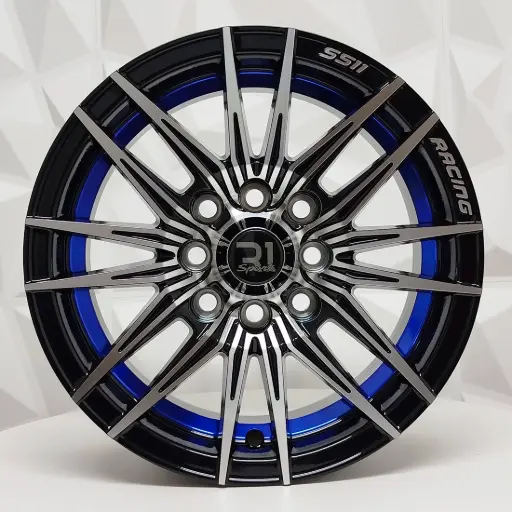 [132143] RIN 13X5.5 4-100/114.3 R1 SPORT L2070 BLACK MACHINE FACE BLUE UNDERCUT* ET18 CB73.1